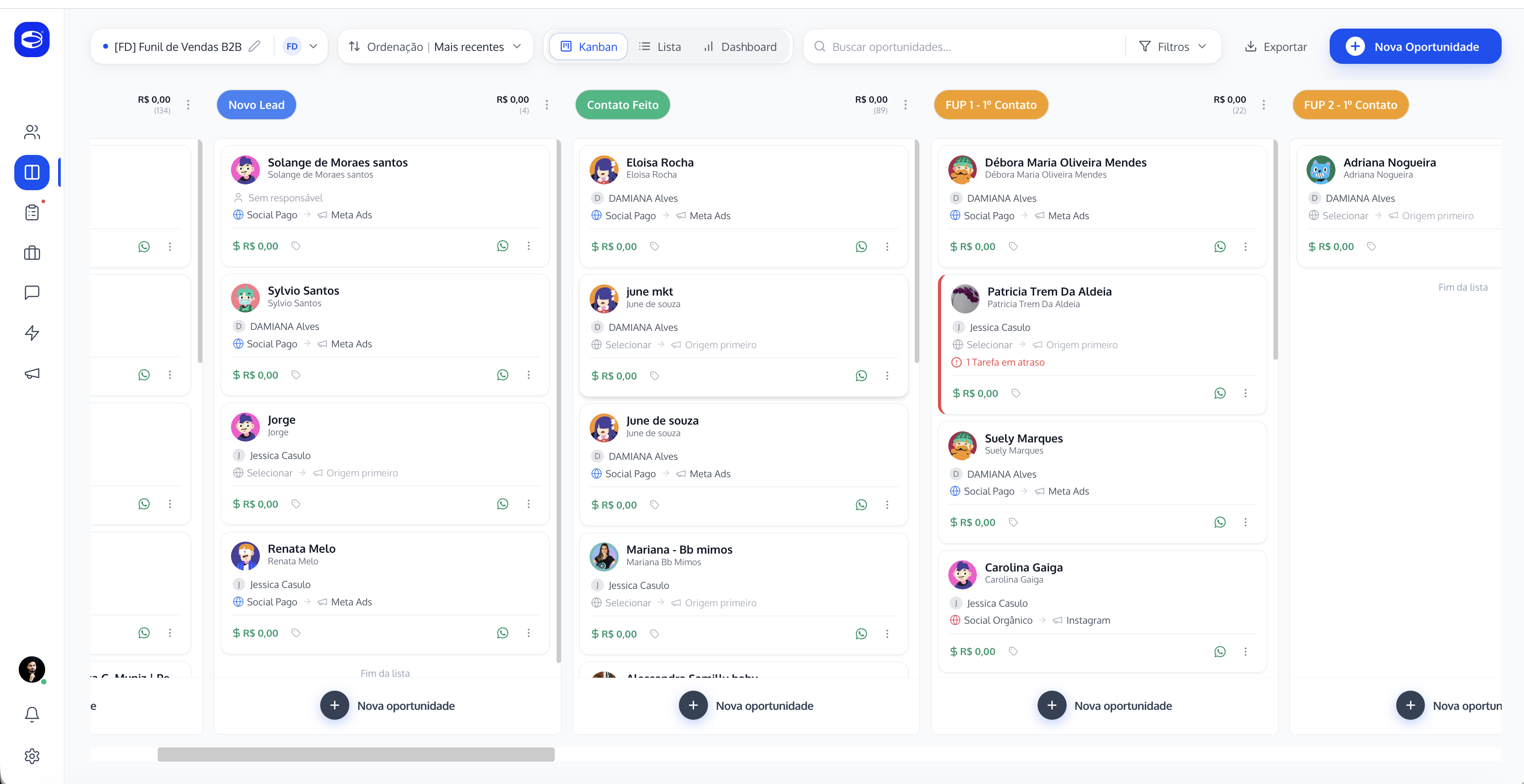 Funil de Vendas B2B — Kanban